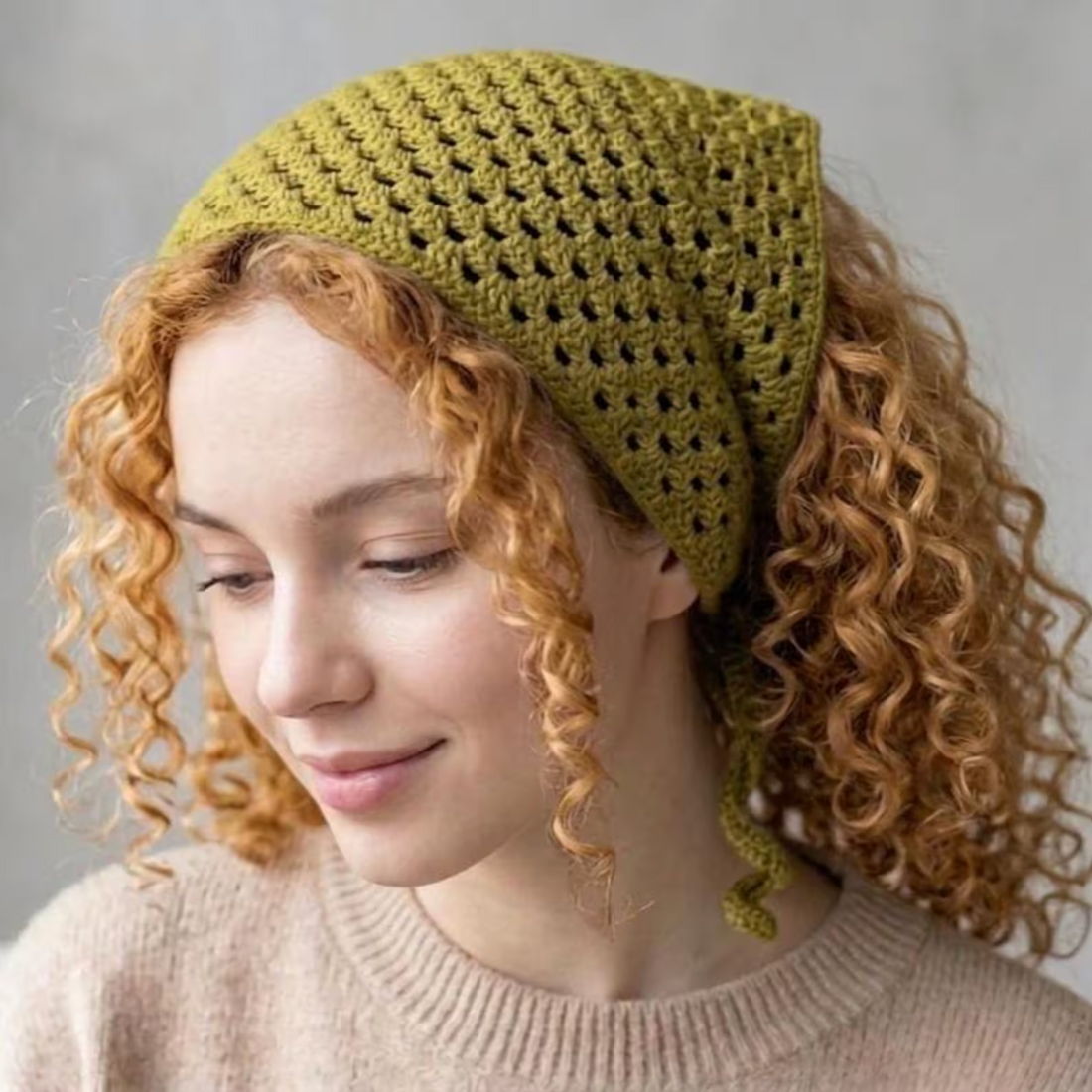 Crochet Bandana Pattern PDF , Granny Stitch Head Scarf, Boho Kerchief with Video Tutorial (Instant Download)