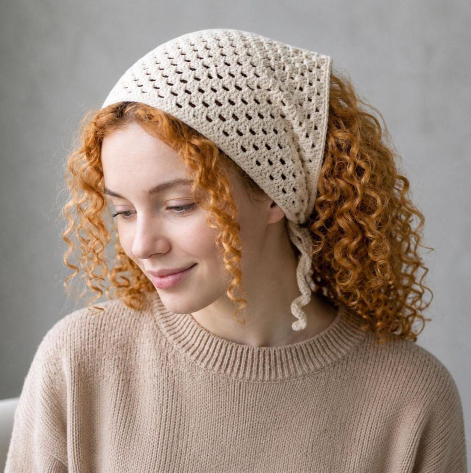 Crochet Bandana Pattern PDF , Granny Stitch Head Scarf, Boho Kerchief with Video Tutorial (Instant Download)
